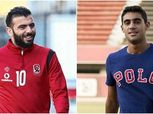 متعب يداعب أحمد ياسر ريان بعد الهدف القاتل مع المنتخب الأولمبي