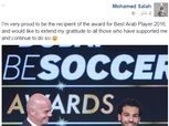 محمد صلاح: فخور جدًا بتحقيق لقب أفضل لاعب عربي
