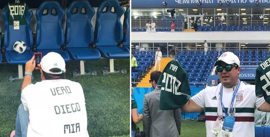 بالصور| مشجع مكسيكي يحقق حلم عائلته المتوفاه بالتواجد بكأس العالم