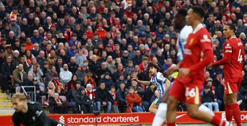 برايتون يتقدم على ليفربول بهدف نظيف في الشوط الأول بالدوري الإنجليزي