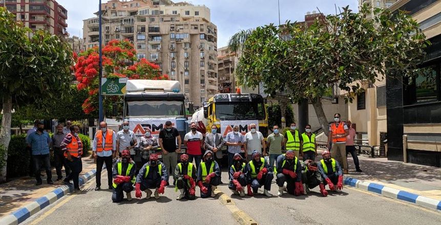 رش وتطهير نادى سموحة ضمن إجراءات مكافحة كورونا