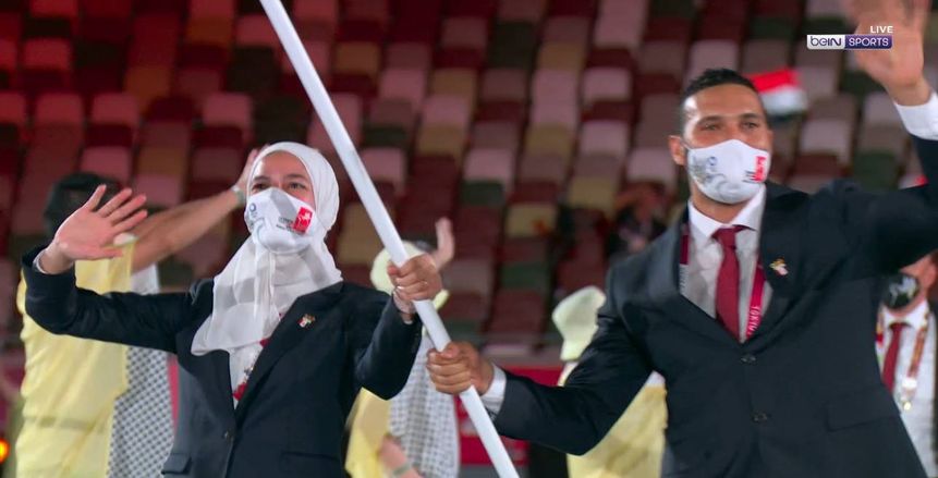 هداية ملاك تدخل التاريخ وبعثة مصر تظهر في طابور افتتاح أولمبياد طوكيو (صور)