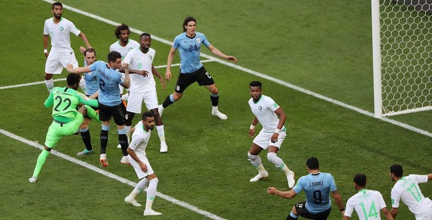 بالفيديو| مجموعة مصر.. أوروجواي تسجل الهدف الأول في شباك السعودية