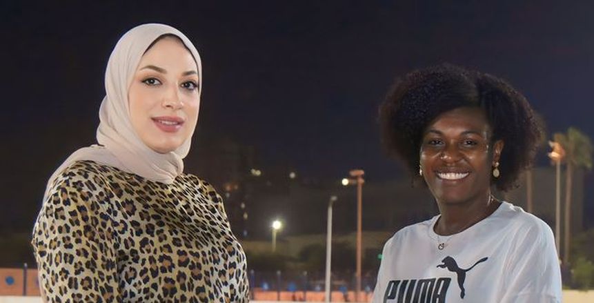 دينا الرفاعي مشرفة الكرة النسائية تستقبل وزيرة رياضة ساوتومي وبرينسب