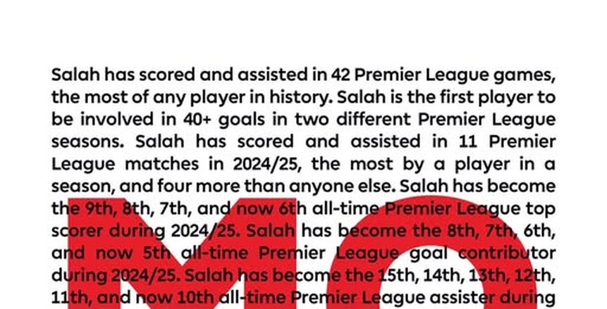 الدوري الإنجليزي يشيد بأداء محمد صلاح في المسابقة: 15 رقما قياسيا