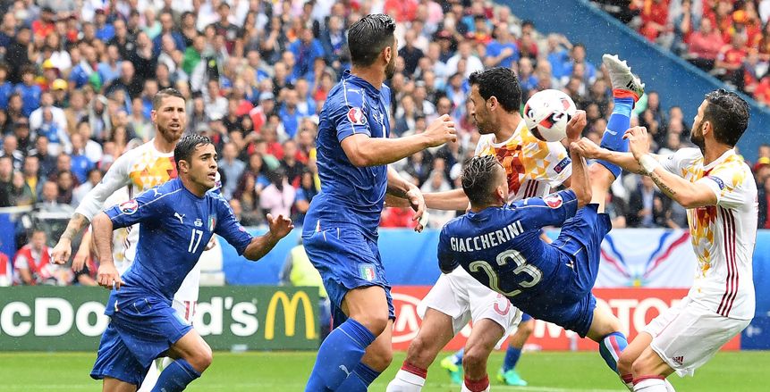 بالفيديو| إيطاليا تترجم تفوقها على إسبانيا في الشوط الأول
