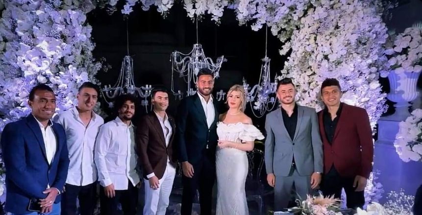 شيكابالا ونجوم الزمالك في عقد قران «أبو جبل» على ملكة جمال العرب «صور»