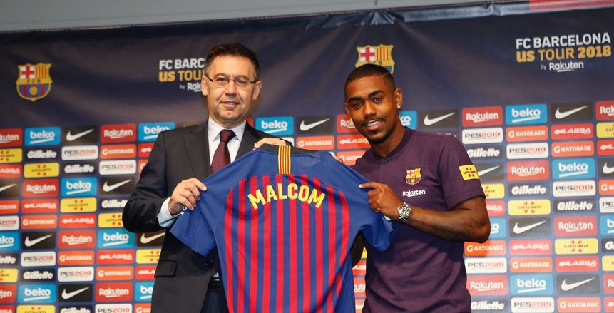 بالفيديو والصور| برشلونة يقدم نجمه الجديد «مالكوم» لوسائل الإعلام