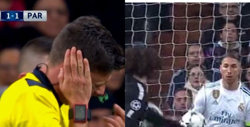 شاهد..نيمار يثأر من حكم مباراة الريال وباريس بتسديد الكرة فى وجهه
