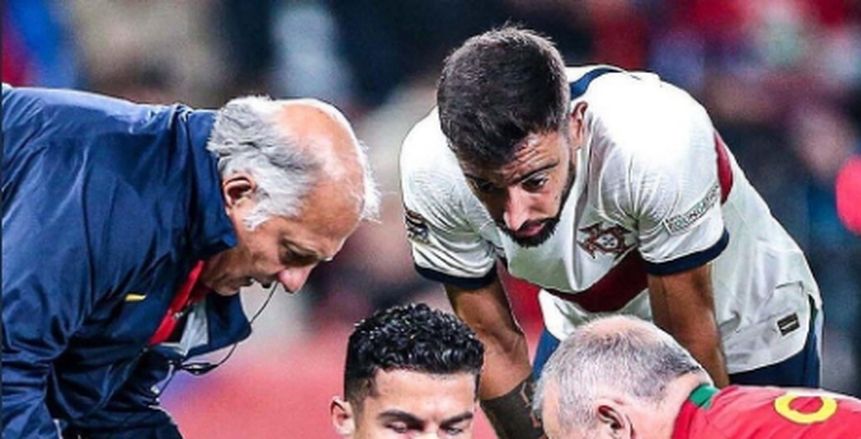 إصابة دموية لكريستيانو رونالدو في مباراة البرتغال والتشيك «فيديو»