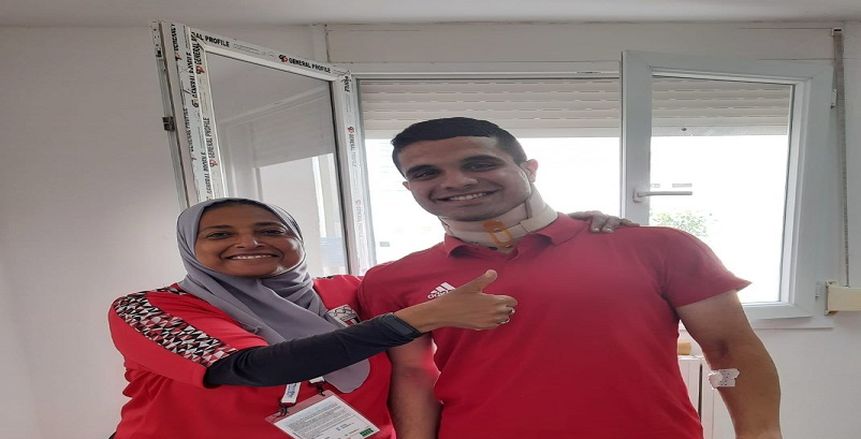 بعد ذهبية الكاراتيه.. يوسف بدوي يرتدي واقي الرقبة لمدة 10 أيام