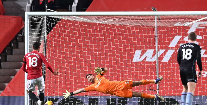 مانشستر يونايتد يجاور ليفربول في الصدارة بهدف برونو ضد أستون فيلا