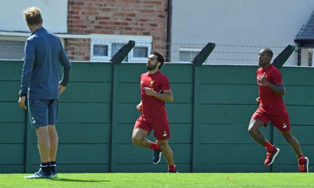 بالصور| المران الأول لمحمد صلاح في ملعب "أنفيلد"